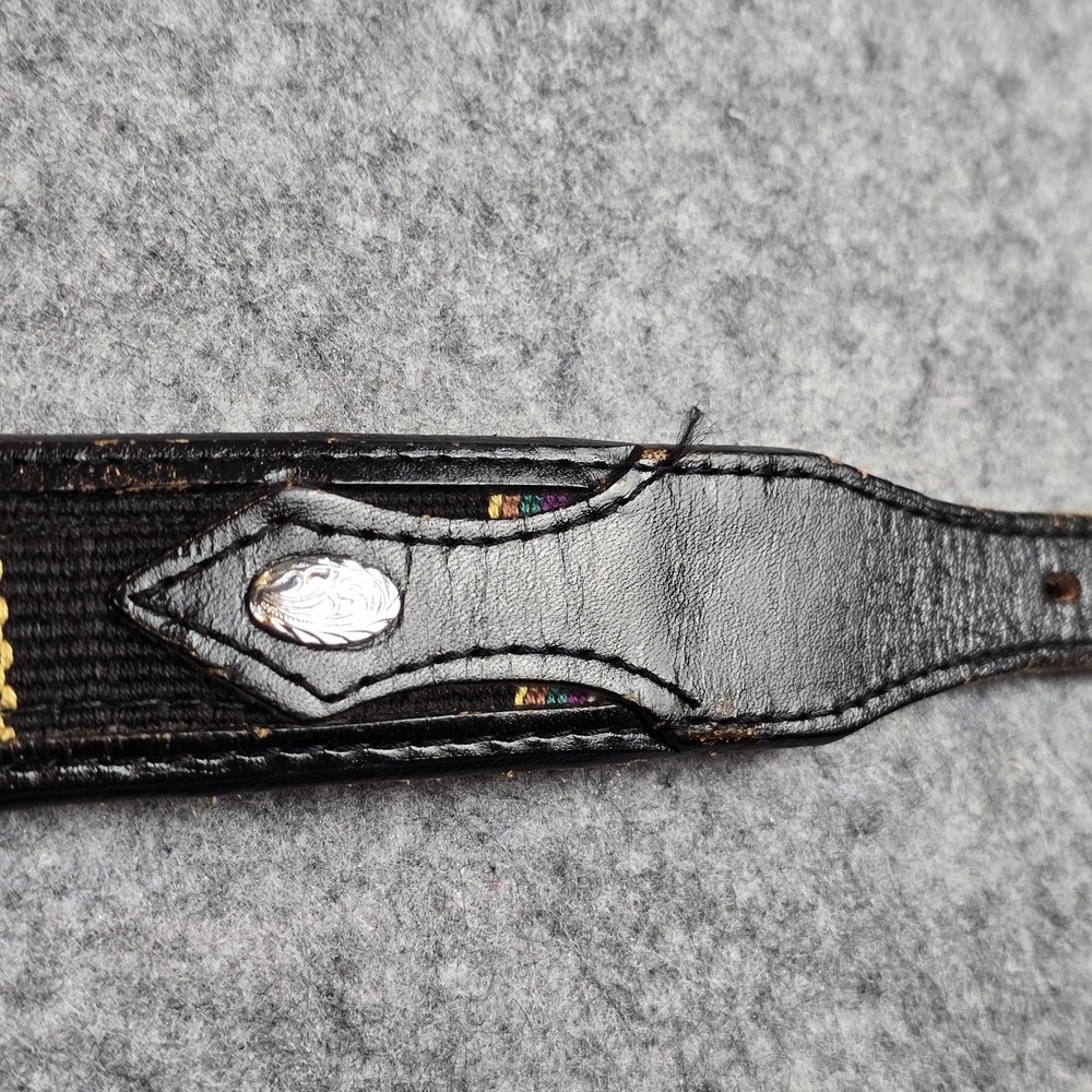Circle Y Western Belt Mens 32 Leather Multicolor Woven Inlay Silver Accents West - Picture 6 of 15